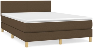 vidaXL Polsterbett mit Matratze Stoff Dunkelbraun 140x200 cm
