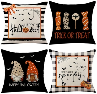 BYSURE Kissenbezüge, 4er set Halloween-Kissenbezügen, 45 x 45 cm