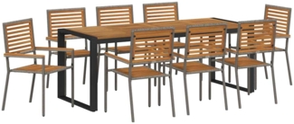vidaXL Garten Essgruppe 9 pcs Grau und Holz Poly-Rattan 3365488