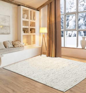 OTTO home Wollteppich Greith, rechteckig, Höhe: 12 mm, Wendeteppich, meliert, reine Wolle, handgewebt, Scandi, Wohnzimmer