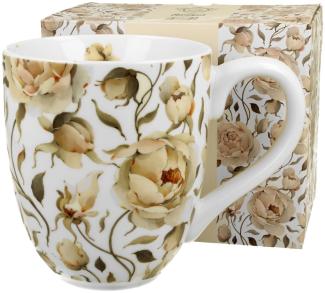 DUO FLORAL XXL Becher 1000 ml ENGLISH ROSES WHITE New Bone China Porzellan