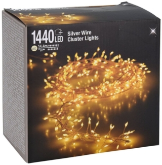 Spetebo Lichterkette Silver Wire CLUSTER Lights - 1440 LED, 1440-flammig, Micro Draht Büschel Lichterkette für Außen