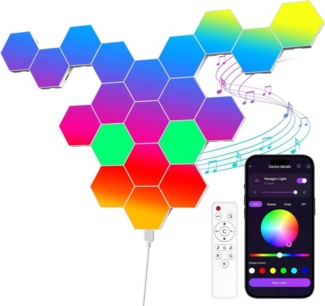 Athlix LED Wandleuchte LED Hexagon Panel Sechseck Wandbeleuchtung RGB Bluetooth, LED fest integriert, Musiksynchronisation, App & Fernbedienung
