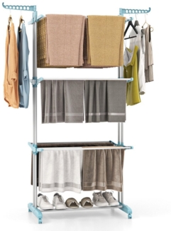 COSTWAY Turmwäscheständer, klappbar, platzsparend, mit Rollen, ausziehbar, 127cm
