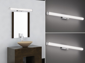 LED Bad Wandleuchten 2er Set mit Schalter Chrom - Spiegelleuchten, Breite 80cm