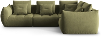 Micadoni Ecksofa Bloom 4-Sitzer Samt Hellgrün Rechts