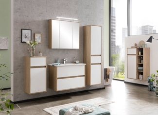 Schildmeyer Highboard Mali 152762, Eiche hell Dekor/mattweiß