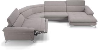 Sofanella Wohnlandschaft STELLA Stoffbezug Sofalandschaft Ecksofa in Hellgrau