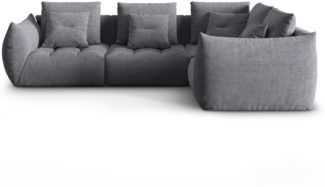 Micadoni Ecksofa Bloom 3-Sitzer Strukturierter Stoff Grau Rechts