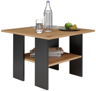 TOPESHOP Couchtisch Moderner Kleiner Couchtisch in Artisan Eiche/Mattschwarz artisan eiche / mattschwarz (H 45 x T 60 x B 60 cm)