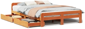 vidaXL Massivholzbett ohne Matratze Wachsbraun 150x200 cm Kiefernholz 3309037