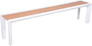 Gartenbank KASPER - 180cm Breit, Kunststoff, Weiß, Ohne Rückenlehne | Terrassenbank Wetterfest Sitzbank Outdoor Bank