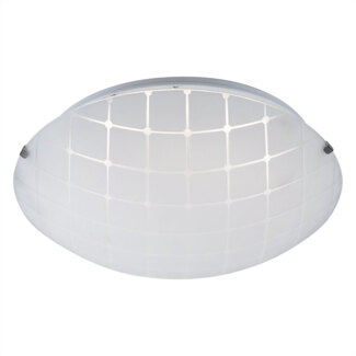 LED Deckenleuchte, Chrom, Glas, opal, Durchmesser 25cm