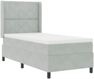 vidaXL Boxspringbett mit Kopfteil Hellgrau 90 x 200 cm Samt 3342044