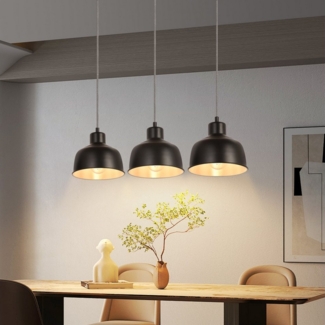 Nettlife Hängeleuchte Vintage Esstisch 3 Flammig E27 Pendelleuchte Schwarz Metall, Höhenverstellbar, LED wechselbar, geeignet für Esszimmer, Küche, Bar, Wohnzimmer und Büro