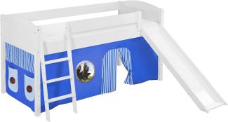 Lilokids 'Ida 4106' Spielbett 90x200 cm, Dragons Blau, Kiefer massiv, mit Rutsche und Vorhang