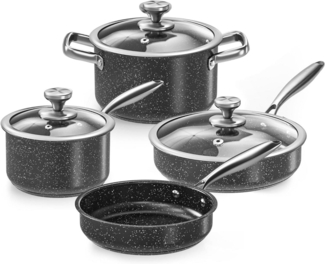 Edelstahl Granit-Kochgeschirr-Set 7-teilig Antihaft Induktion Spülmaschinenfest