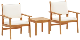 vidaXL Garten-Sofa-Set mit Kissen 3 pcs Braun Massivholz Akazie 4106577