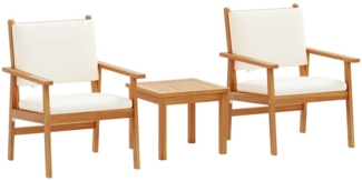 vidaXL Garten-Sofa-Set 3 pcs Braun 45 x 45 x 38cm Massivholz Akazie 4106577