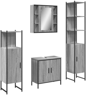 vidaXL 4-tlg. Badmöbel-Set Grau Sonoma Holzwerkstoff 3214773