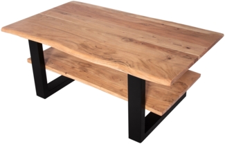 Couchtisch mit Ablage Sofatisch Baumkante Vollholz 115x65 cm Akazie Natur schwarz »PATRICK« 527253
