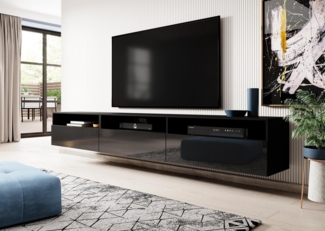 Compleo TV-Schrank 270 cm breit MEDIAS, schwarze Hochglanz, dreitürig