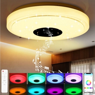 oyajia Deckenleuchte 38W/60W RGB LED Deckenlampe Dimmbar, mit Bluetooth Lautsprecher, LED fest integriert, RGB Farbwechsel (3000~6500K), Dimmbar mit Fernbedienung /APP-Steuerung,Wohnzimmer Schlafzimmer Lampe
