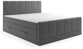M-Punkt24 Boxspringbett Ibiza (Grau oder Schwarz, Liegefläche 180 x 200cm, inkl. 7 Zonen Taschenfederkernmatratze), mit Bettkasten, Topper, Fußteil