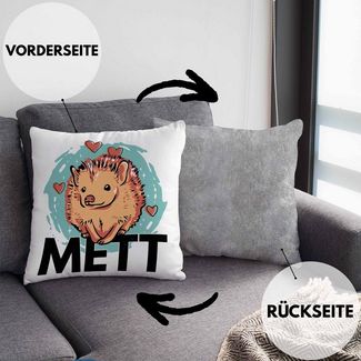 Trendation Dekokissen Trendation - Mettigel Mettbrötchen Kissen Spruch Mett Igel Geschenkide