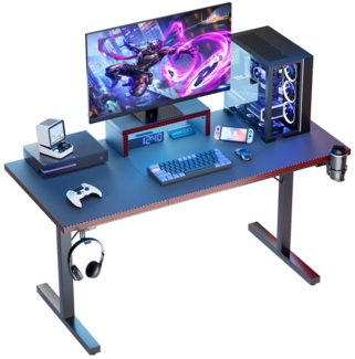 GUNJI Gamingtisch 140*60 Computertisch, Schreibtisch, Carbonfaser-Desktop-Gaming-Tisch (Ergonomischer Spieltisch mit Ablagefläche, Becherhalter und Kopfhörerhaken)