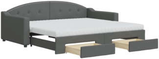 vidaXL Tagesbett Ausziehbar mit Schubladen Dunkelgrau 90x190 cm Stoff 3197595