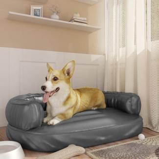 vidaXL Hundebett Ergonomisch Schaumstoff Kunstleder, Grau, 88x65 cm