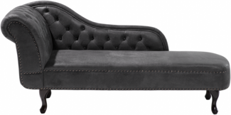 Beliani 'Nimes' Chaiselongue, Dunkelgrau, Kunstleder, 79 x 65 x 169 cm, Links