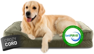 Lumaland Hundebett Indoor Cord L 110 x 75 x 18 cm olivgrün vakuumiert