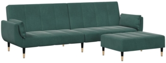 vidaXL Schlafsofa 2-Sitzer mit Fußhocker Dunkelgrün Samt 3258153