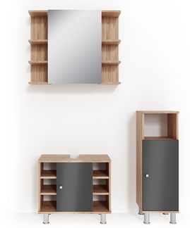 Badmöbel-Set Fynn Eiche 3 Teile, mit Midischrank Vicco