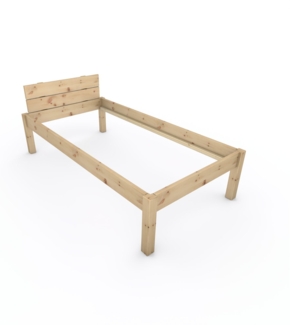 Pfostenbett "metallarm" Zirbe Holzbett "Daybett" 100 x 200cm 48cm Einzelbett