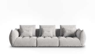 Micadoni Sofa Bloom 4-Sitzer Strukturierter Stoff Silber