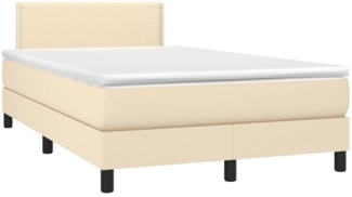 vidaXL Boxspringbett mit Matratze Creme 120x190 cm Stoff 3269721