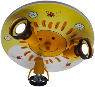 Coole Deckenlampe mit Sonnen Motiv für Kinderzimmer 3 flammig schwenkbar Ø 35cm