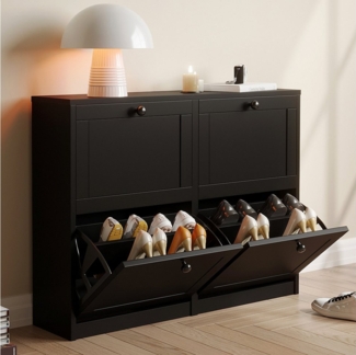 VOWNER Schuhschrank mit 4 Klappen, schmaler, 8 Fächer