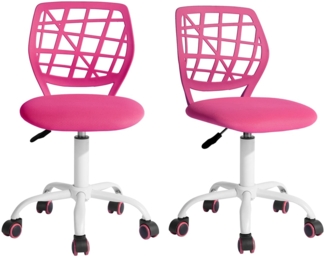 FurnitureR 2 Stück Home Office Stuhl, ergonomisch, verstellbar, Höhe Swivel Rolling, Computerstuhl, bunt, für das Büro zu Hause, Rosa, Metall, Rosa, 38,5 x 40 x 75 cm – 87 cm