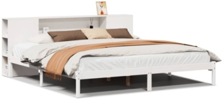 vidaXL Massivholzbett mit Regal ohne Matratze Weiß 200x200 cm Kiefer 3321549