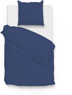 Zo!Home Bettwäsche Satinado 1 Bettwäsche 260x220cm mit 2 Kopfkissen 60x70cm 100% Baumwolle Mako-Satin Navy Blue