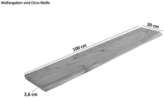 SAM® Wandregal Amara, massives Akazienholz, Baumkante, verschiedene Größen