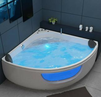 Luxus LED Whirlpool Badewanne SET 150x150cm+Hydrojet Eckwhirlpool Modell 2024 x