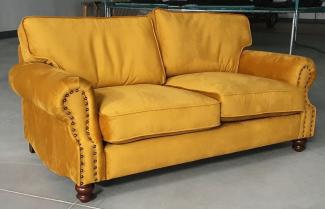 Casa Padrino Luxus Wohnzimmer Samt Sofa Gelb 175 cm - Luxus Möbel
