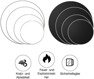 Kaminglas Tischplatte Bodenplatte Rund Funkenschutz ESG Sicherheitsglas Klarglas Schwarz Ofenglas Glasplatte Kaminplatte Glasscheibe Vorleg - Ø 60cm