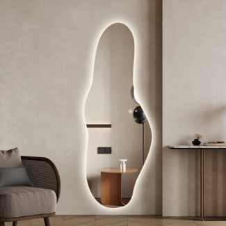 WDWRITTI Ganzkörperspiegel Led 165x60 165x50 150x50 140x40cm Spiegel Wandspiegel mit Beleuchtung (Flurspiegel Rund Bogen modern, für Schlafzimmer, Wohnzimmer, Flur, Garderobe, Hotel), 3Lichtfarben, Dimmbar, Speicherfunktion
