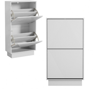 UEV Schuhschrank mit 2 Klappen, Schuhregal Schukipper schmal (Schuhkommode,Anti-Kipp-Vorrichtung für Eingangsbereich, (Modern Schuhaufbewahrung mit Oberplatte Platzsparend) Trennwände verstellbar und abnehmbar für verschiedene Schuhtypen